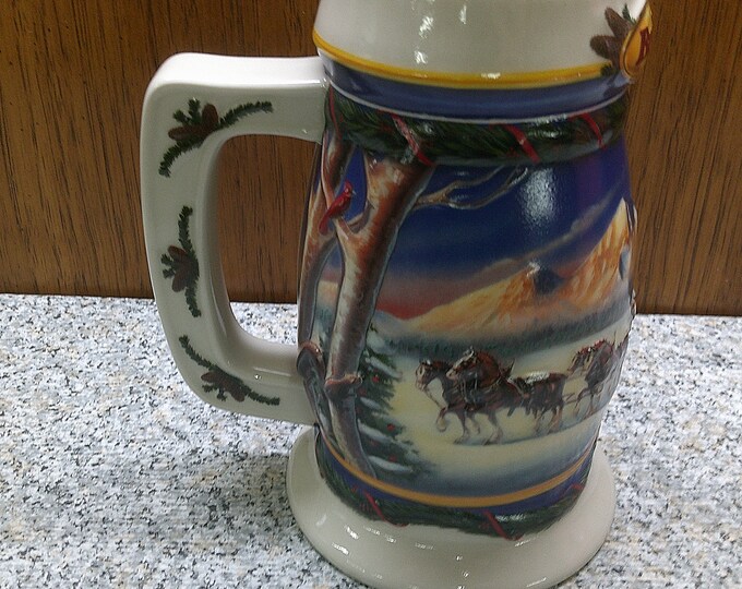 2406 Budweiser Holiday in the Mountains Beer Stein Mug 2000 Hand-Crafted Anheuser Busch - Great Condition