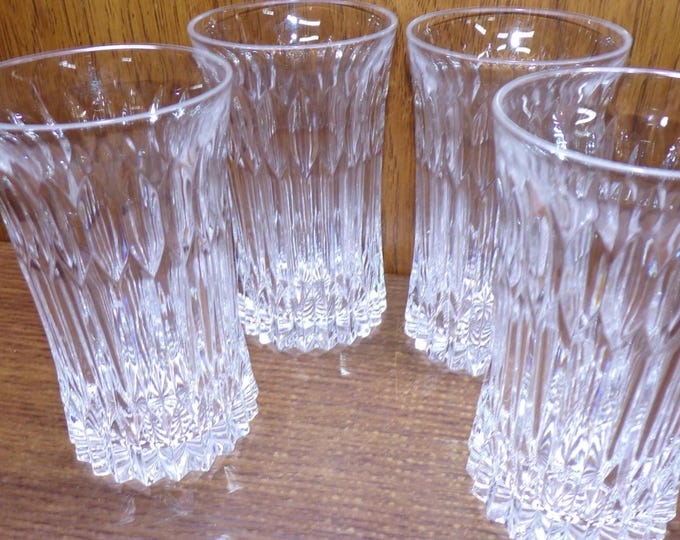 2505 Fostoria Monarch Vintage Highball Tumblers 12 oz Lead Crystal 5.5" Set of 4 - Great Condition