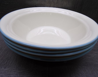2609 Corelle Symphony Light Blue Stripe on Sandstone 6.75" Bowls Set of 4