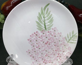 2402 Cooks Club Pink 8.5" Salad / Lunch Plates with Pink & Green Floral Set of 4