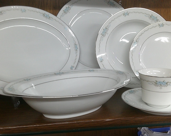 2411 Style House Corsage Fine China Blue Rose Floral Dinnerware - Great Condition Choose from List