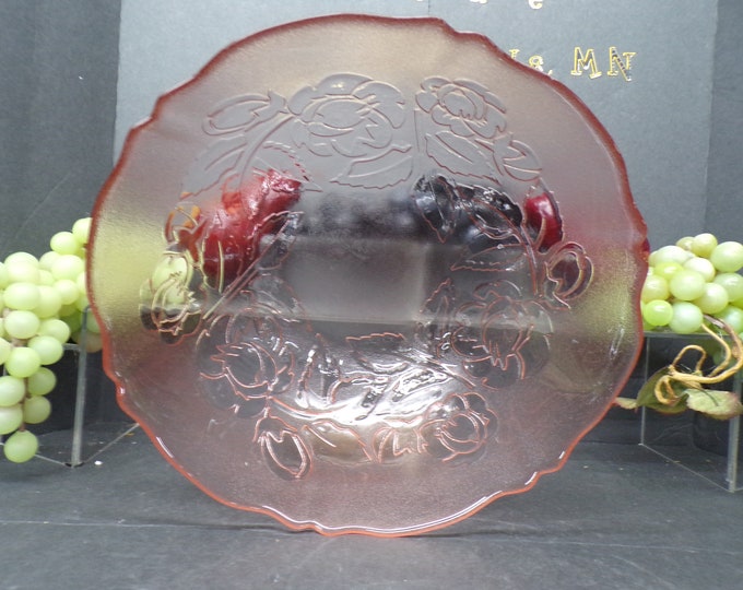 2308 Arcoroc Rosa Pink Rose Beautiful Rosaline Textured Tempered Glass 9.5" Vintage Bowl Made in France- Great Condition No Chips or Cracks