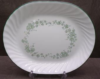 2605 Corelle Callaway Green Ivy Swirl 12" Oval Serving Platter