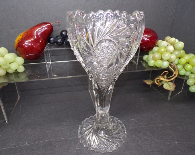 2308 Imperial Glass Crystal Vase 9" Pinwheel Sawtooth - Great Condition No Chips or Cracks