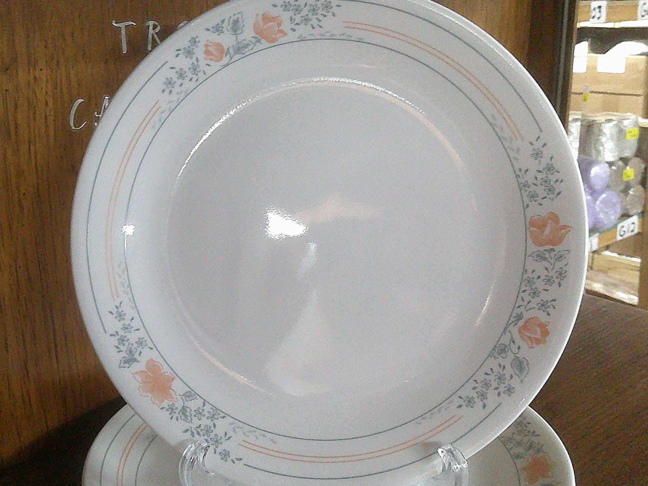 2501 Corelle Apricot Grove Dinnerware White with Gray Trim Peach Roses Great Condition Choose From List