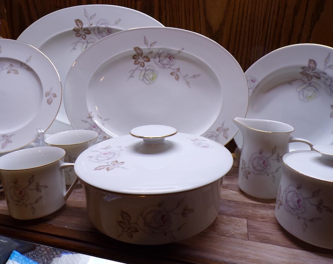 2501 Johann Haviland Sweetheart Rose Vintage China Dinnerware Germany Pink & Yellow Rose w/ Gold Accents - Great Condition Choose from List