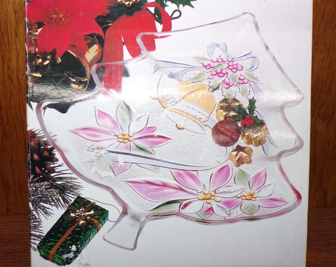 2503 Mikasa Home Beautiful WY290/501 Festive Holiday 13.5" Frosted / Colored Christmas Tree Serving Platter - Great Cond. in Original Box