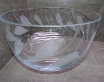 2606 Indiana Colony Glass Julia 9.25" Hand-cut Crystal Bowl w/ Frosted Floral
