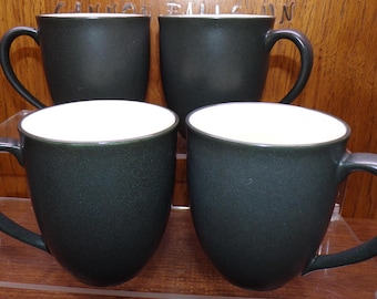 2504 Noritake Stoneware Colorwave Graphite #8034 4" 11 oz Mugs Set of 4 White Interior - Great Condition