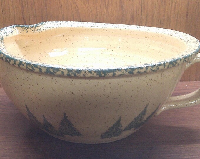 2501 Three Rivers Pottery Coshocton Myra Handled Mixing Bowl 9.5" Wide x 4" Tall Vintage 1995 - Great Condition