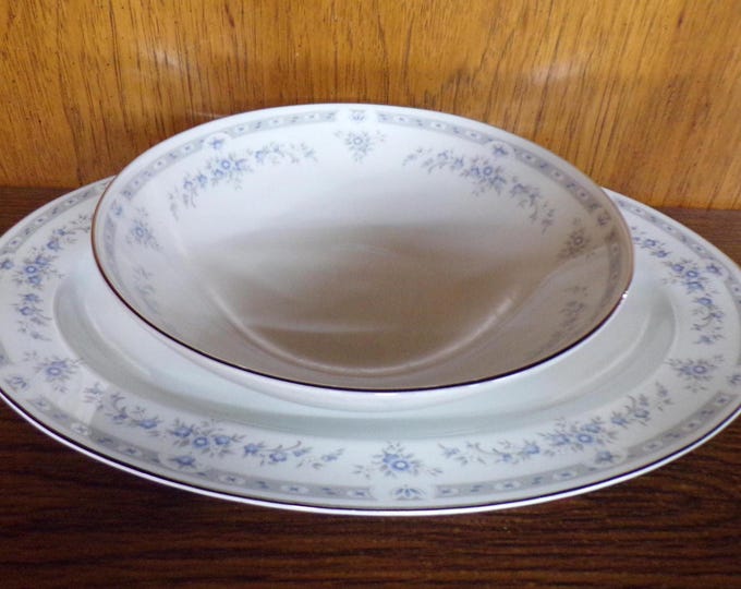 2505 Imoco Bradford #6378 Fine China Gray Blue Floral Dinnerware -Great Condition Choose From List: