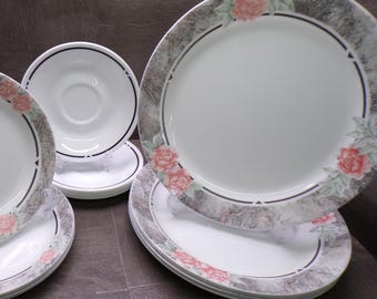 2609 Corelle Silk & Roses Dinnerware Peach, Grey, Black Choose from List:
