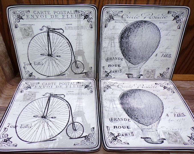 2509 Certified International Paris Collection 8.25" Salad / Lunch Square Plates Set of 4 Tre Sorelle Sudios - Great Condition