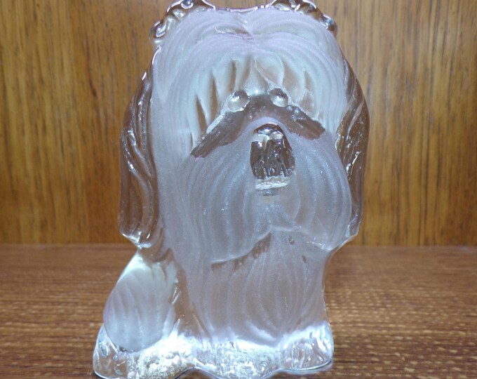 2506 Viking Glass 4.5" Vintage Frosted Dog Figurine Flat Back Viking Sticker - Great Condition