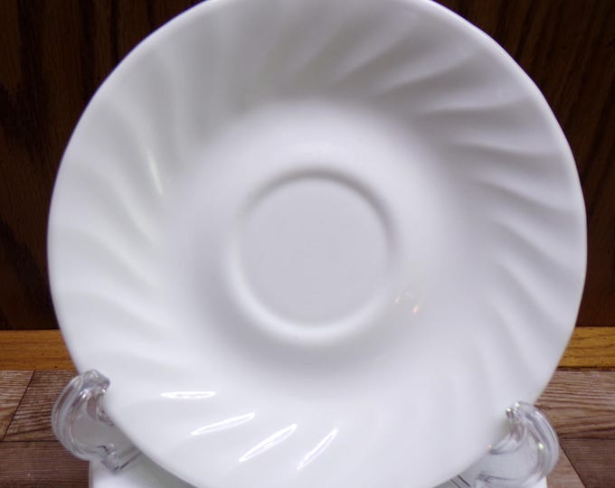 2508 Corelle White Swirl Elegance Enhancements 6.25" Saucers Set of 5 - Great Condition