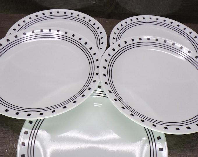 2602 Corelle Vitrelle City Block 8.5" Salad / Lunch Plates Set of 5 - Great Condition