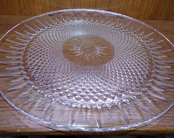 2504 Diamond Optic Glass 12.5" Vintage Platter - Good Condition Couple Light Scratches No Chips or Cracks