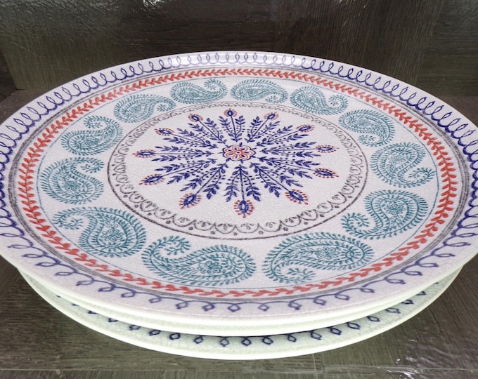 2602 Pier 1 Imports Gabella 10.5" Dinner Plates Set of 3 - Great Condition