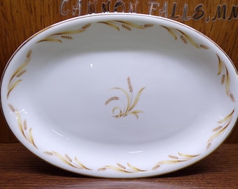 2504 Abalone China Golden Grain 12" x 8.5" Oval Vintage Platter w/ Gold Rim - Great Condition