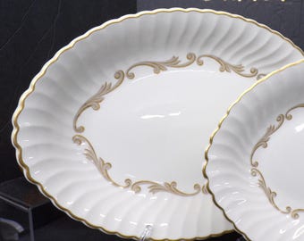 2311 Syracuse China Baroque Oval Swirl Serving Platters Vintage 1967 Set of 2 - 14" & 12"