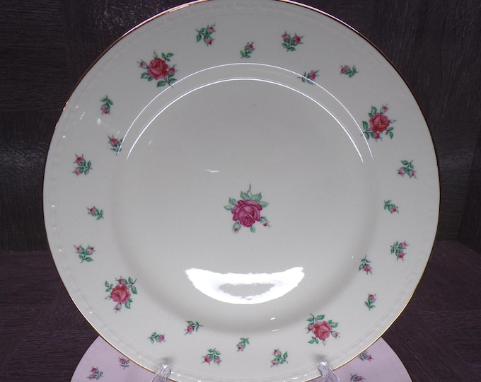 2602 Homer Laughlin Georgian Eggshell K47N5 American Vogue Rambler Rose Vintage 7" Dessert / Snack Plates Set of 4 - Great Condition