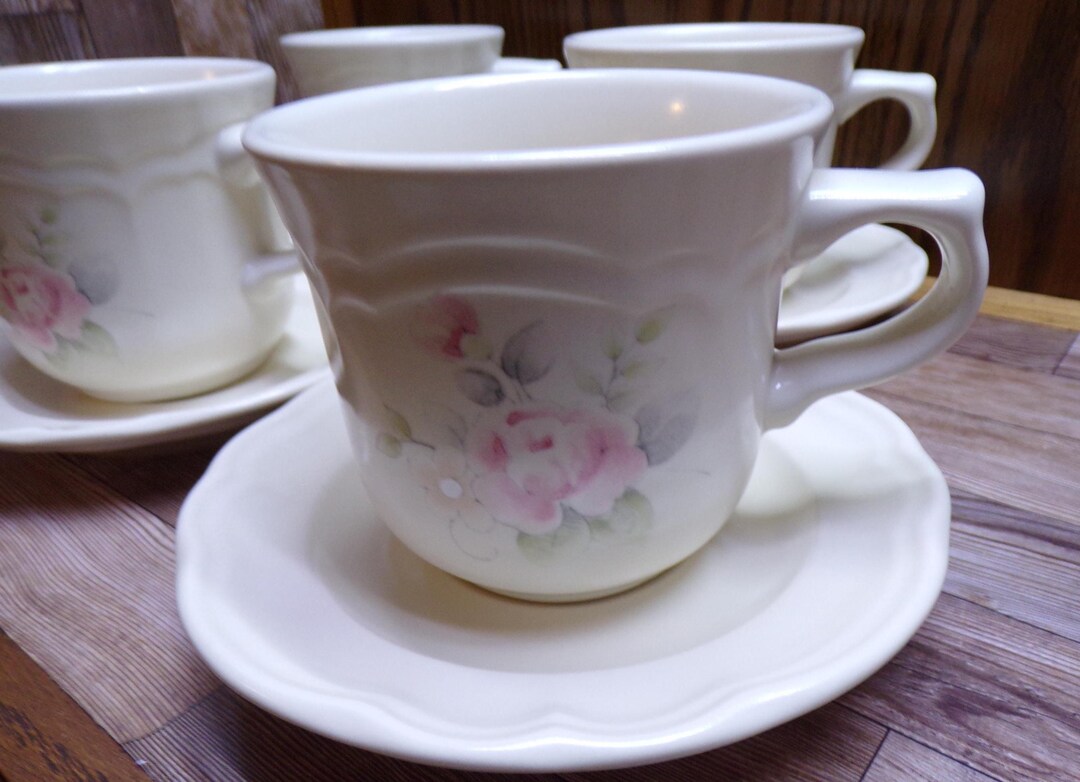 Graff Tea 2509 Pfaltzgraff Tea Rose Stoneware Set of 8 Pcs - (4) Cups & (4 ...