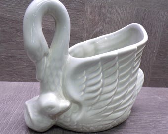 2605 Red Wing Pottery Vintage 6" Grey Swan Planter Dish - Hairline Crack in Side