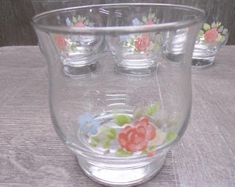 2608 Libbey Glass Pfaltzgraff Tea Rose 8 oz 3.5" Curvy Tulip Tumbler Set of 6