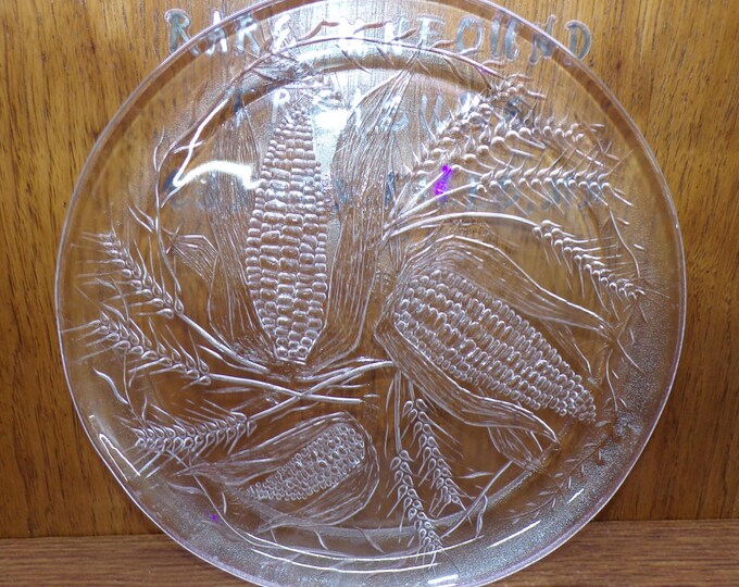 2504 Corn on the Cob 12.5" Vintage Textured Glass Platter by Duralex France - Great Condition