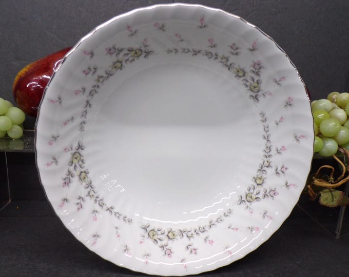 2309 Style House Fine China "Picardy" 9.25" Vintage Serving Bowl - Grey, Pink, Yellow Floral Swirl Pattern - Excellent Like New