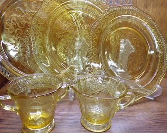 2504 Federal Glass Vintage Patrician Spoke Yellow Glass Dinnerware - Good Condition No Chips or Cracks Choose From List: