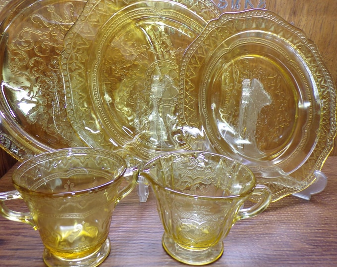 2504 Federal Glass Vintage Patrician Spoke Yellow Glass Dinnerware - Good Condition No Chips or Cracks Choose From List: