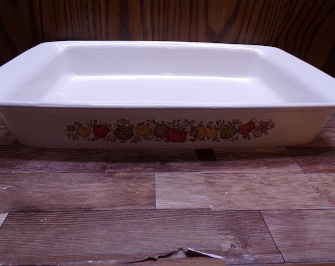 2509 Corning Ware Spice of Life 13.5" x 8.25" Outer Dims Open Roaster Lasagna Casserole - Good Condition