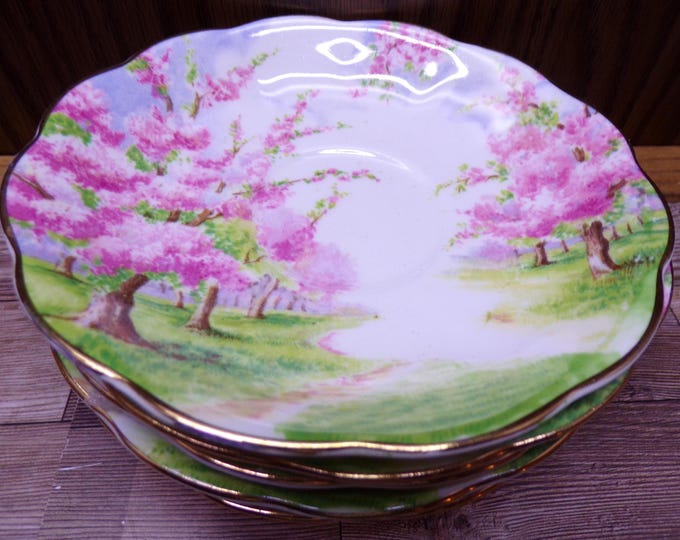2509 Royal Albert Blossom Time Vintage Fine Bone China 5.5" Saucer Bowl Set of 5 Made in England - Great Condition
