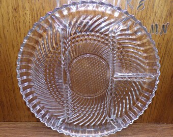 2507 Indiana Glass 10" Vintage Divided Dish 4 Section Platter - Pre-owned Great Condition
