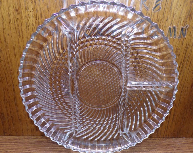 2507 Indiana Glass 10" Vintage Divided Dish 4 Section Platter - Pre-owned Great Condition