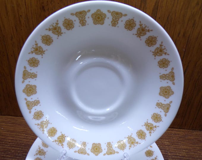 2508 Corelle Butterfly Gold Floral 6.25" Saucers Set of 6 Vintage 1970s Retired - Great Condition