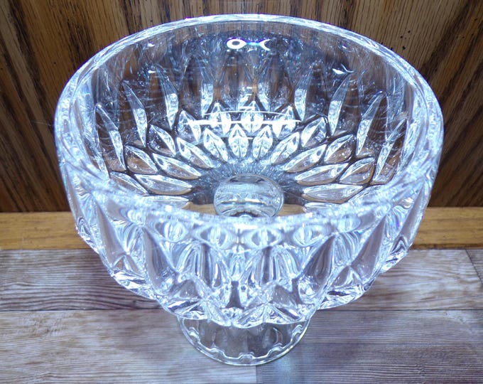 2508 Gorham Althea - FULL Lead Crystal 5" Vintage Footed Trinket Candy Dish / Candle Holder Germany - Great Condition