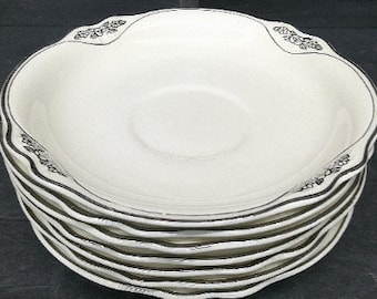 2508 Homer Laughlin Silver Virginia Rose 6" Saucer Set of 8 Patrician Platinum Pattern Vintage 1936 China