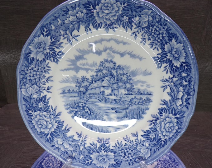 2602 English Village Hand Engraved Ironstone 6.5" Salad Snack Plates Set of 6 by Salem China Co. Olde Staffordshire England Great Condition