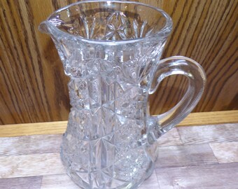 2508 American Brilliant Hobstar Cut Crystal 8.5" Vintage Pitcher