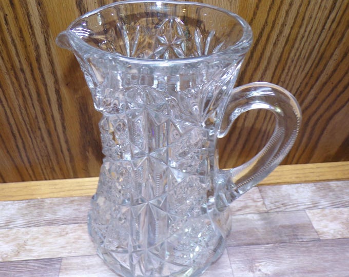 2508 American Brilliant Hobstar Cut Crystal 8.5" Vintage Pitcher - Good Condition
