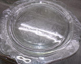 2603 Federal Glass Madrid Pattern Vintage Etched Clear Glass 10.25" Dinner Plates Set of 4 - Great Condition