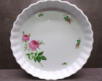 2605 Christineholm Porcelain Rose 10" Crimped Edge Quiche Dish Bakeware