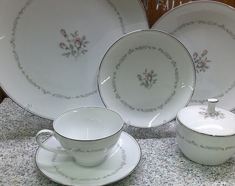 2405 Noritake Mayfair #6109 Vintage China Platinum Rim Beautiful Pink Floral Pattern- Great Condition Choose from List: