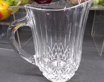 2303 Pineapple Cut Pitcher Vintage 24% Lead Crystal 7.5" - Good Condition