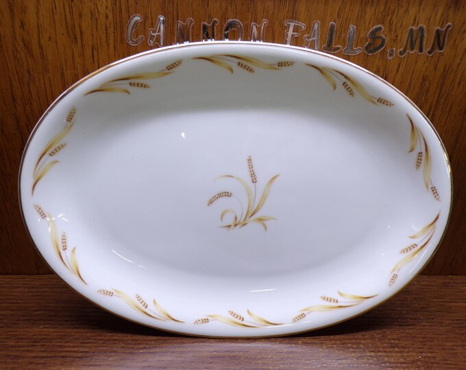 2504 Abalone China Golden Grain 12" x 8.5" Oval Vintage Platter w/ Gold Rim - Great Condition