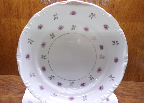 2507 Rosette Fine China Vintage Platinum Accent Pink Roses 10