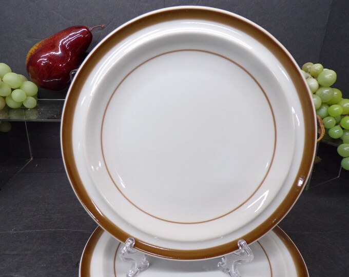 2309 MSI Monterrey Stoneware 6.25" Brown Band Bread Butter Plates Set of 5 - Good Condition No Chips or Cracks