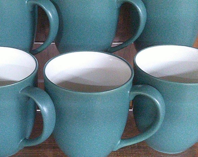 2503 Noritake Stoneware Colorwave Spruce #5102 4" 11 oz Mugs Set of 6 White Interior - Great Condition